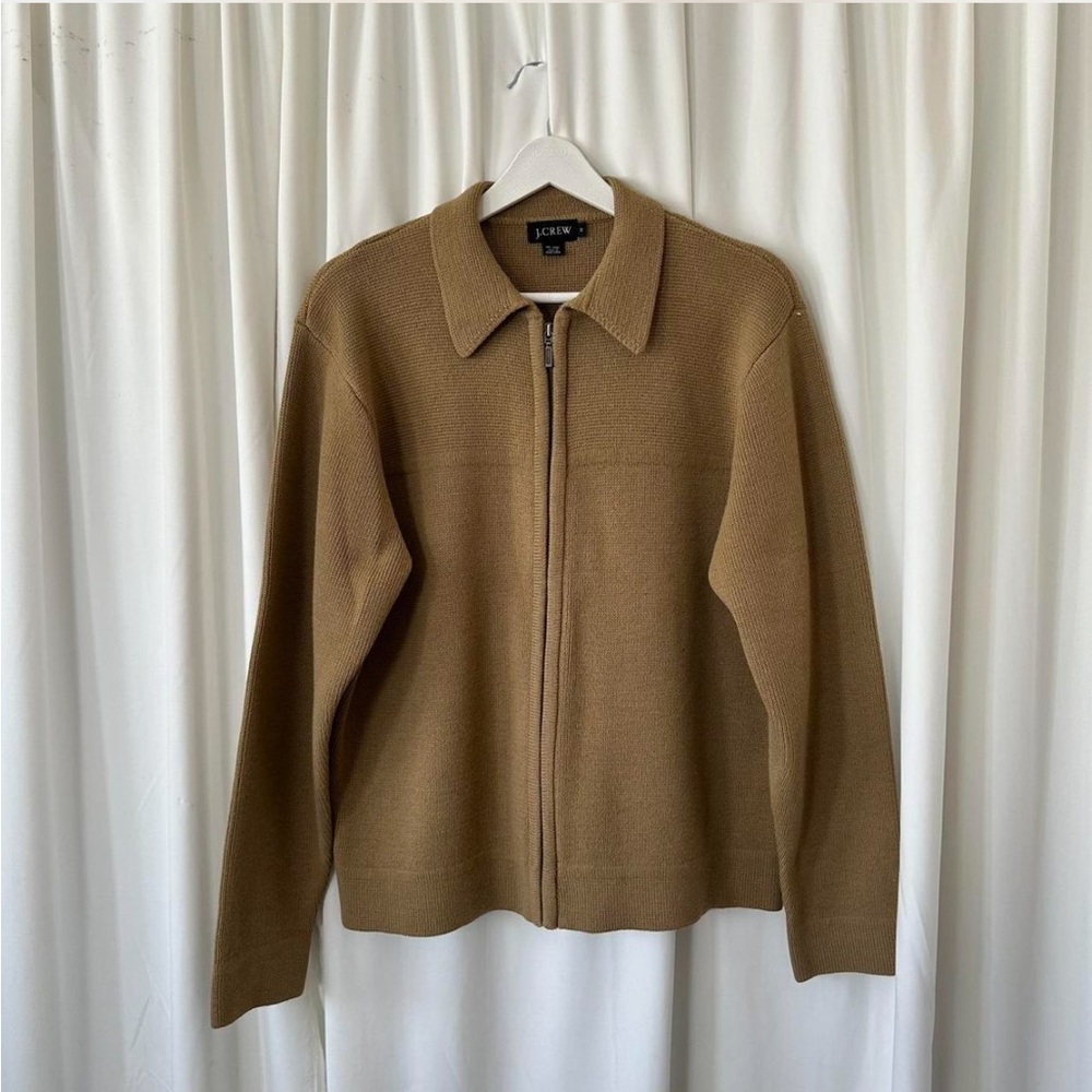 Vintage Tan J.Crew 100% wool full zip sweater. - Picture 5 of 8